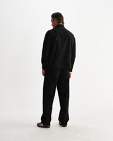 wax london men's Halcomb - Black And Multicolour Applique Corduroy Shirt