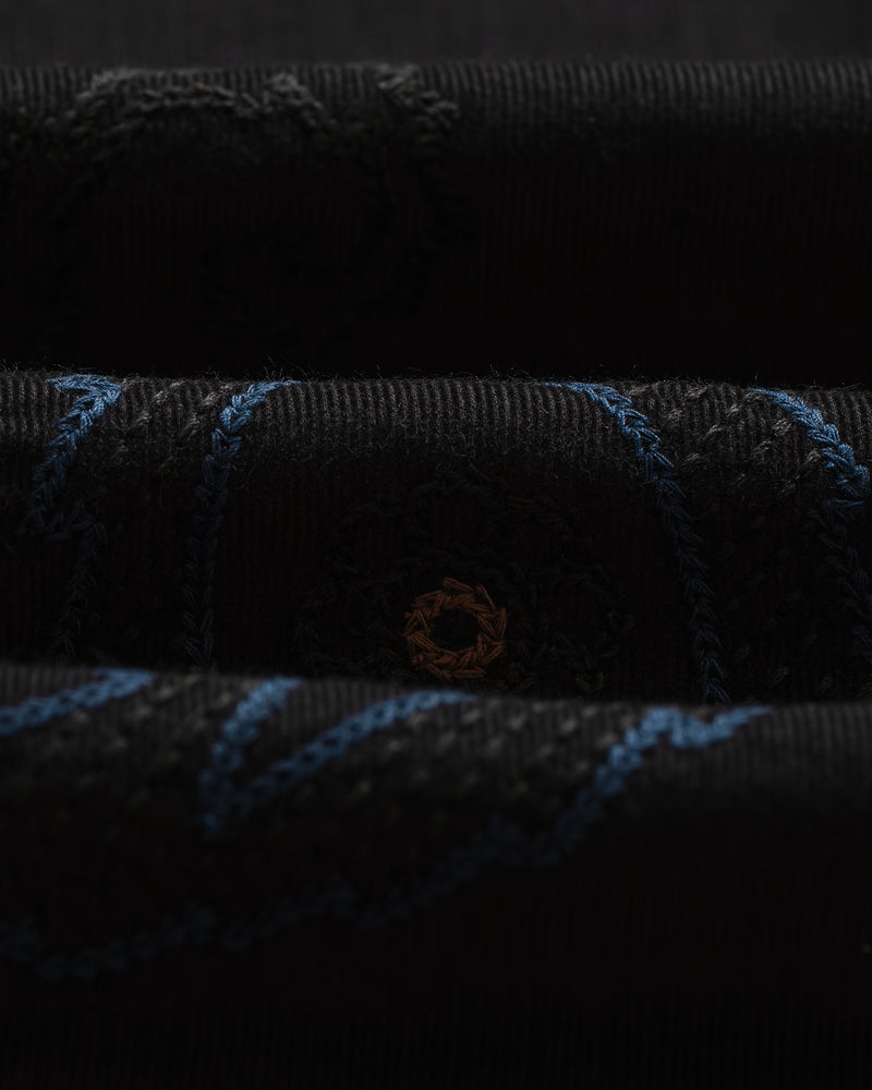wax london men's Halcomb - Black And Multicolour Applique Corduroy Shirt