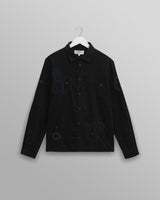 wax london men's Halcomb - Black And Multicolour Applique Corduroy Shirt