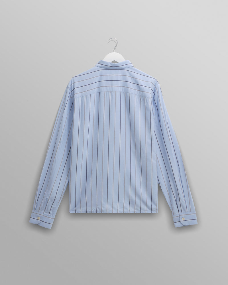 wax london men's Halcomb - Blue Stripe Viscose Shirt