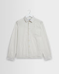 Halcomb - Ecru And Blue Broken Stripe Cotton Shirt