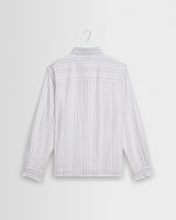 wax london men's Halcomb - Ecru And Multicolour Stripe Cotton Shirt