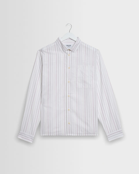 Halcomb - Ecru And Multicolour Stripe Cotton Shirt