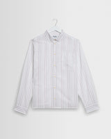 wax london men's Halcomb - Ecru And Multicolour Stripe Cotton Shirt