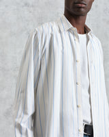 wax london men's Halcomb - Ecru Stripe Viscose Shirt