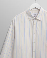 wax london men's Halcomb - Ecru Stripe Viscose Shirt