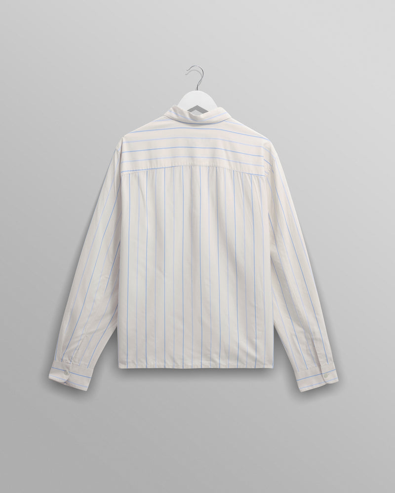 wax london men's Halcomb - Ecru Stripe Viscose Shirt