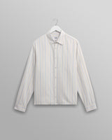 wax london men's Halcomb - Ecru Stripe Viscose Shirt