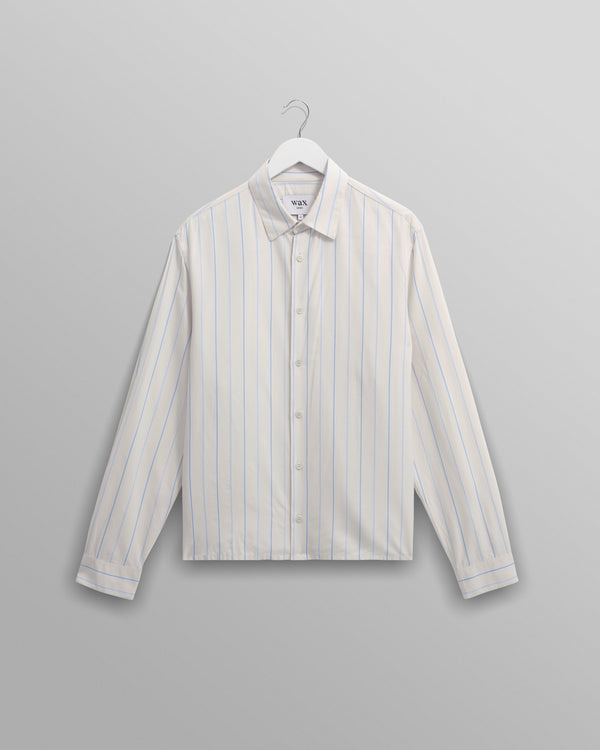 wax london men's Halcomb - Ecru Stripe Viscose Shirt
