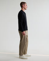 wax london men's Halton - Black Waffle Long-Sleeve Henley T-Shirt