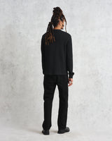 wax london Halton - Black Waffle Long-Sleeve Henley T-Shirt