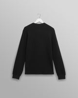 wax london Halton - Black Waffle Long-Sleeve Henley T-Shirt