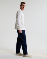 wax london men's Halton - Ecru Waffle Long-Sleeve Henley T-Shirt