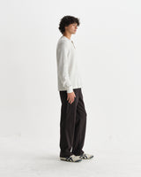 wax london men's Halton - Ecru Waffle Long-Sleeve Henley T-Shirt