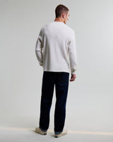 wax london men's Halton - Ecru Waffle Long-Sleeve Henley T-Shirt