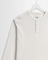 wax london men's Halton - Ecru Waffle Long-Sleeve Henley T-Shirt
