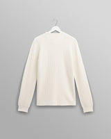 wax london Halton - Ecru Waffle Long-Sleeve Henley T-Shirt