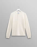 wax london Halton - Ecru Waffle Long-Sleeve Henley T-Shirt