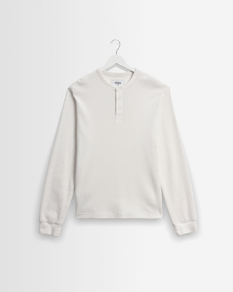 Halton - Ecru Waffle Long-Sleeve Henley T-Shirt