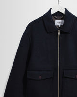 wax london men's Hamblin - Navy Double-Faced Wool Check Jacket
