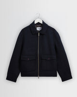 wax london men's Hamblin - Navy Double-Faced Wool Check Jacket