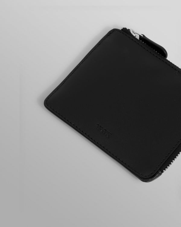 wax london men's Harford - Black Leather Zip Wallet