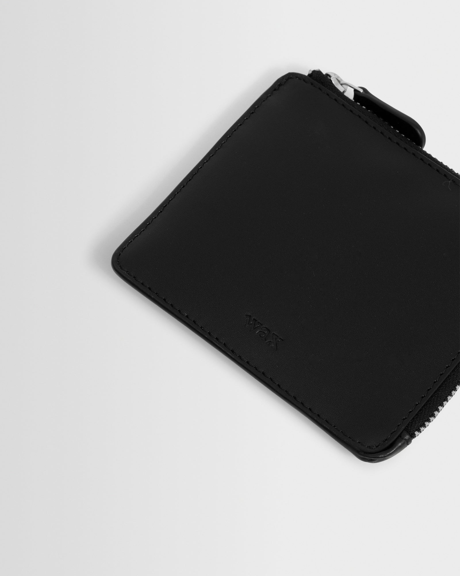 Men's Black Leather Zip Wallet | Wax London