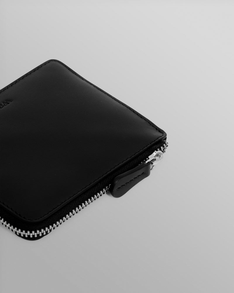 wax london men's Harford - Black Leather Zip Wallet
