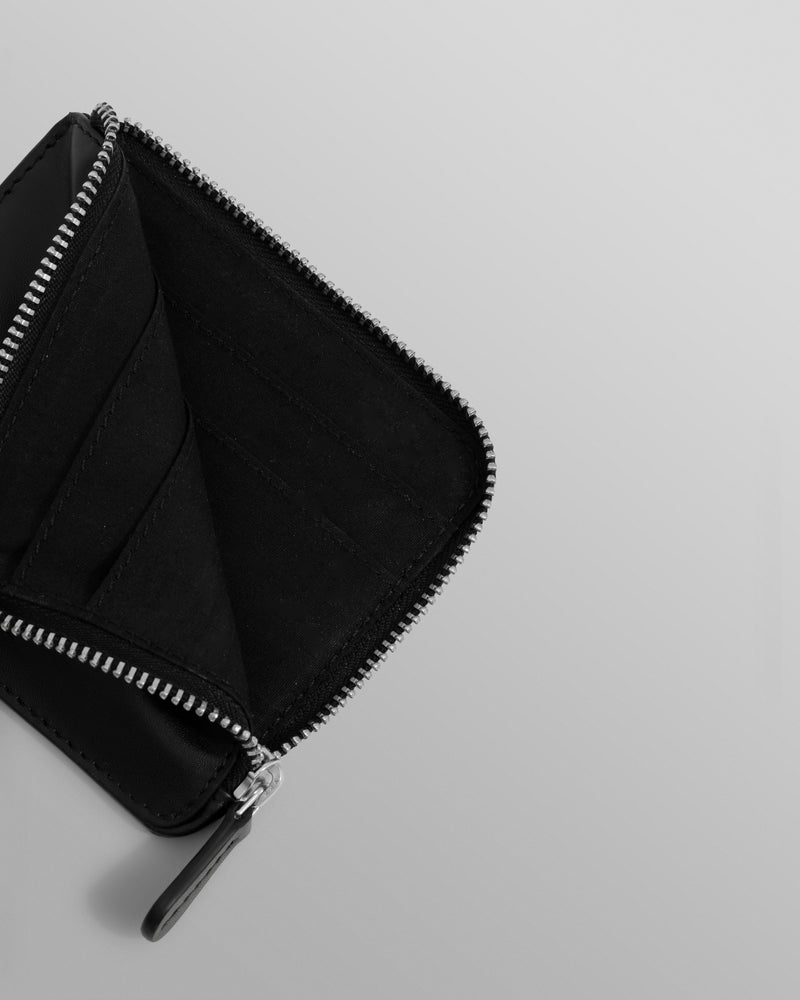 wax london men's Harford - Black Leather Zip Wallet