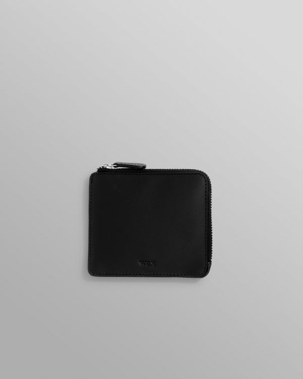 wax london men's Harford - Black Leather Zip Wallet