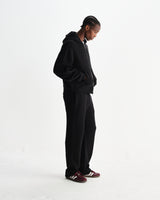 wax london men's Harris - Black Embroidered Logo Loopback Cotton Hoodie