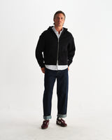 wax london men's Harris - Black Embroidered Logo Loopback Cotton Hoodie