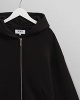 wax london men's Harris - Black Embroidered Logo Loopback Cotton Hoodie