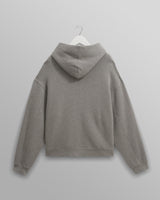 wax london men's Harris - Grey Embroidered Logo Loopback Cotton Hoodie