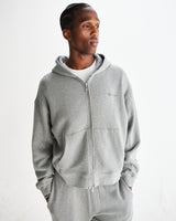 wax london men's Harris - Grey Embroidered Logo Loopback Cotton Hoodie
