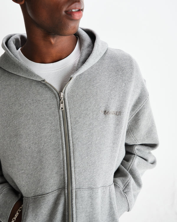 wax london men's Harris - Grey Embroidered Logo Loopback Cotton Hoodie