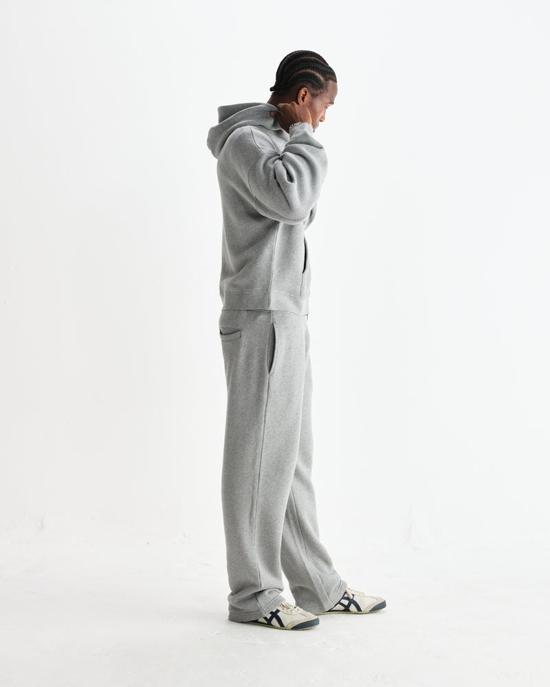 wax london men's Harris - Grey Embroidered Logo Loopback Cotton Hoodie