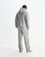 wax london men's Harris - Grey Embroidered Logo Loopback Cotton Hoodie