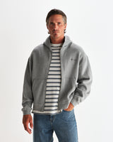wax london men's Harris - Grey Embroidered Logo Loopback Cotton Hoodie