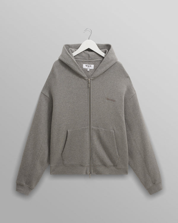 wax london men's Harris - Grey Embroidered Logo Loopback Cotton Hoodie