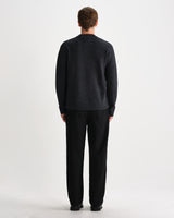 wax london men's Harvey - Charcoal Zig Zag Wool Jumper