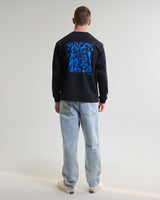 wax london men's Hayden - Black And Blue 90s Doodle Graphic Cotton T-Shirt