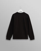 wax london Hayden - Black Textured Organic Cotton Long Sleeve T-Shirt