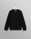 Hayden - Black Textured Organic Cotton Long Sleeve T-Shirt