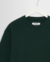 wax london men's Hayden - Bottle Green Textured Organic Cotton Long Sleeve T-Shirt