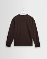 wax london men's Hayden - Dark Brown Emorised Cotton Long-Sleeve T-Shirt