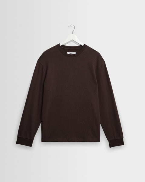 Hayden - Dark Brown Emorised Cotton Long-Sleeve T-Shirt