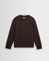 wax london men's Hayden - Dark Brown Emorised Cotton Long-Sleeve T-Shirt