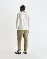 wax london men's Hayden - Ecru Textured Organic Cotton Long Sleeve T-Shirt