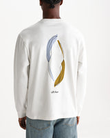 wax london men's Hayden - Off-White Leaf Embroidery Long-Sleeve T-Shirt